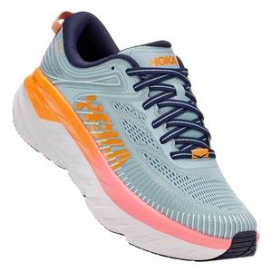 HOKA ONE ONE BONDI 7 in Blue Haze and Orange